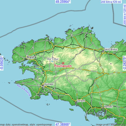 Topographic map of Poullaouen