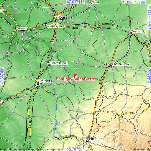 Topographic map of Pouligny-Saint-Pierre