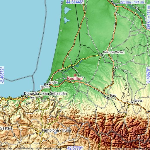 Topographic map of Pouillon