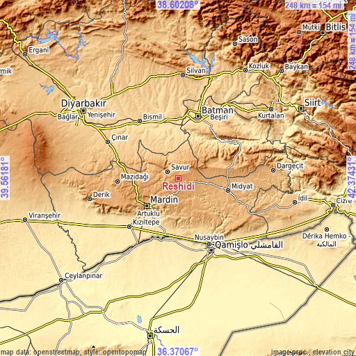 Topographic map of Reshidi