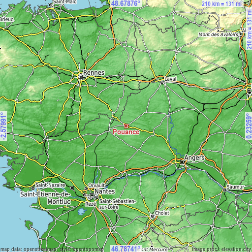 Topographic map of Pouancé