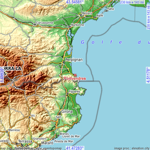 Topographic map of Portvendres