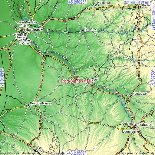 Topographic map of Port-Sainte-Marie