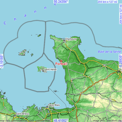 Topographic map of Portbail