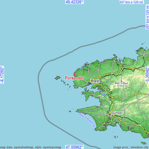 Topographic map of Porspoder