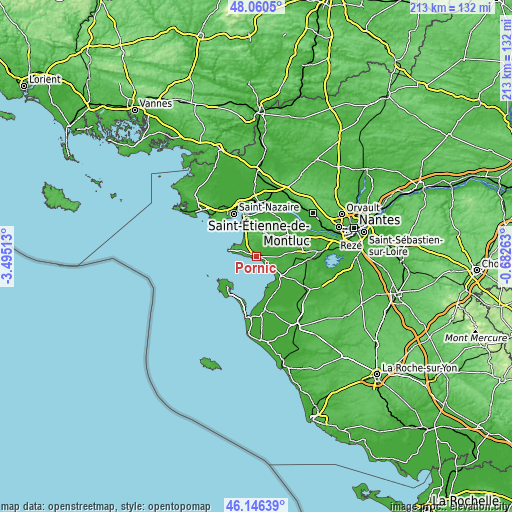 Topographic map of Pornic