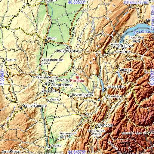 Topographic map of Porcieu