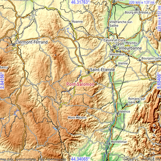 Topographic map of Pont-Salomon