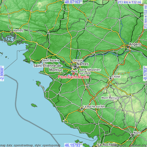 Topographic map of Pont-Saint-Martin