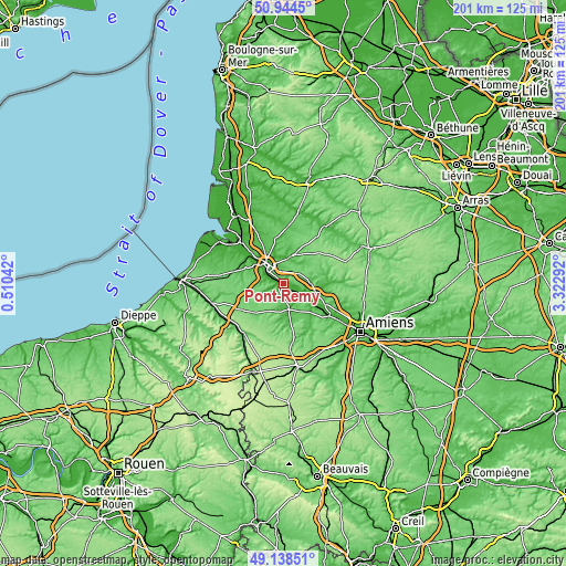 Topographic map of Pont-Remy