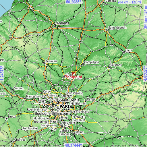 Topographic map of Pontpoint