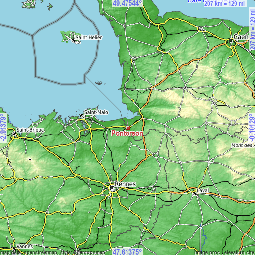 Topographic map of Pontorson