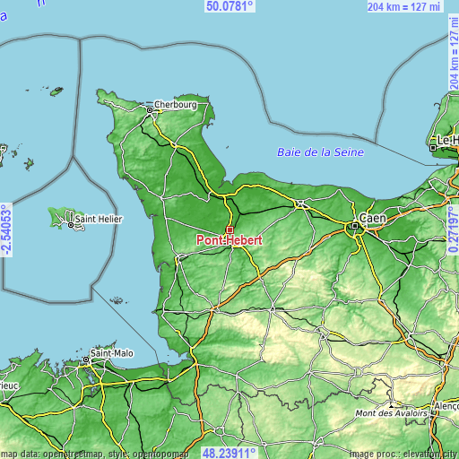 Topographic map of Pont-Hébert