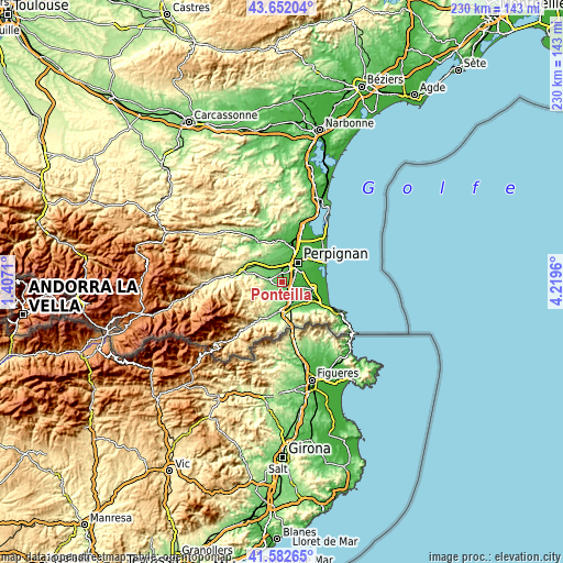 Topographic map of Ponteilla