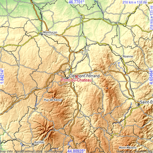 Topographic map of Pont-du-Château