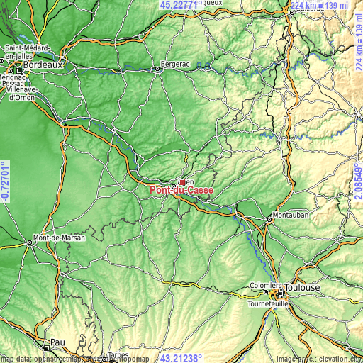 Topographic map of Pont-du-Casse