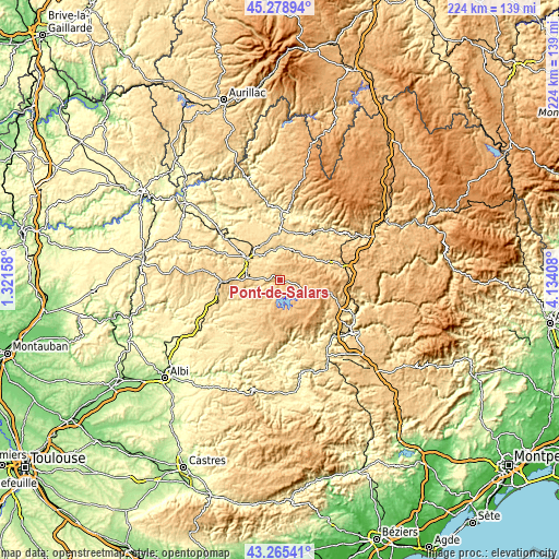 Topographic map of Pont-de-Salars