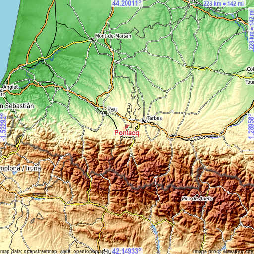 Topographic map of Pontacq