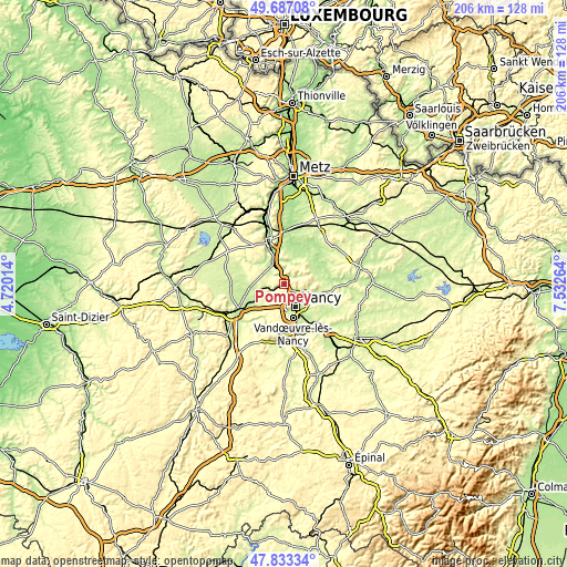 Topographic map of Pompey