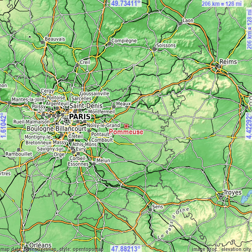 Topographic map of Pommeuse