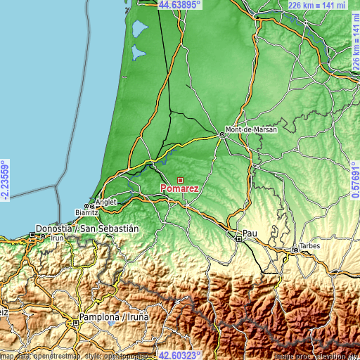 Topographic map of Pomarez