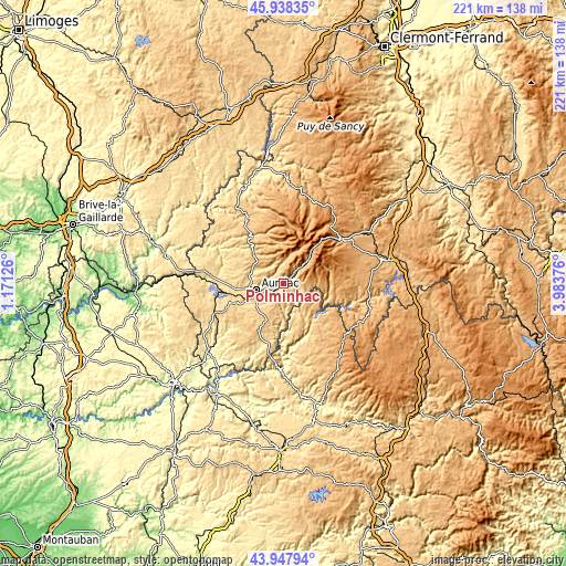 Topographic map of Polminhac