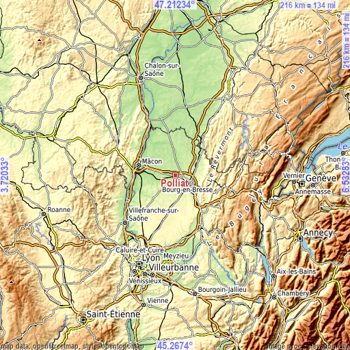 Topographic map of Polliat