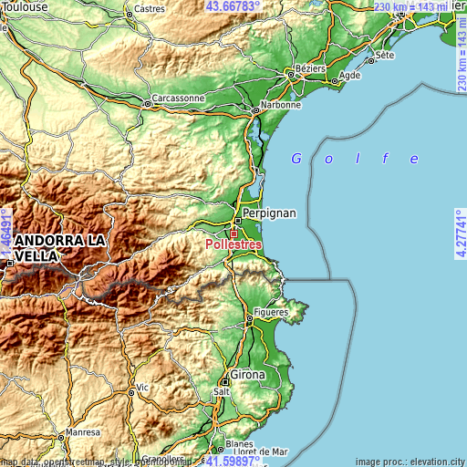 Topographic map of Pollestres