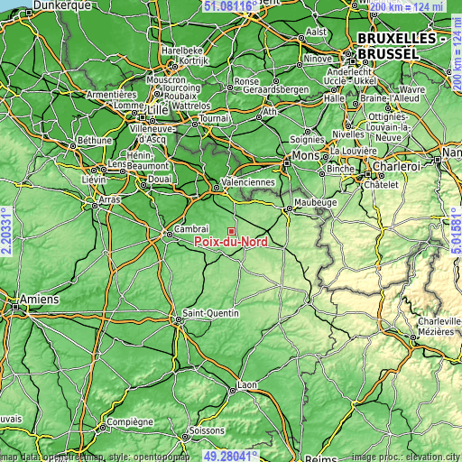 Topographic map of Poix-du-Nord