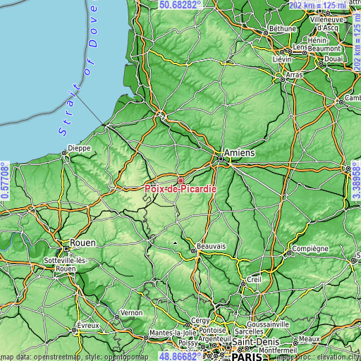 Topographic map of Poix-de-Picardie