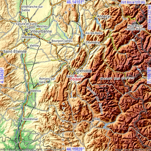 Topographic map of Poisat
