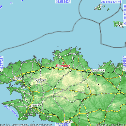 Topographic map of Pluzunet