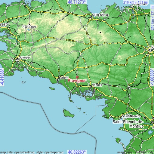 Topographic map of Pluvigner