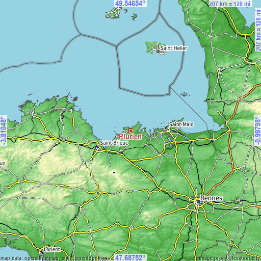 Topographic map of Plurien