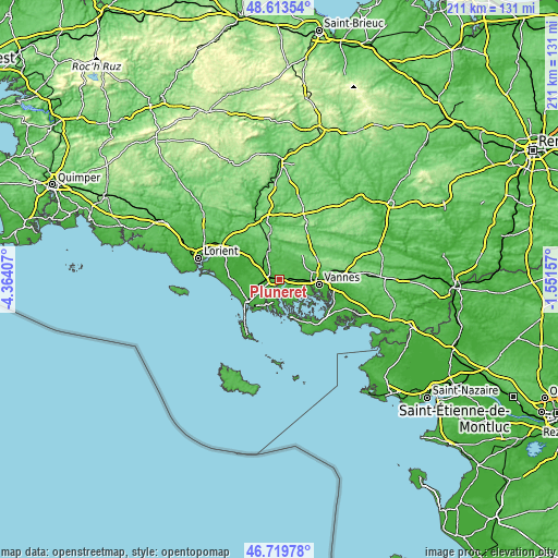 Topographic map of Pluneret