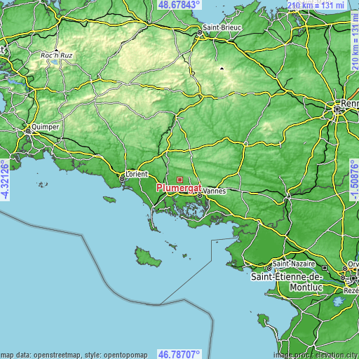 Topographic map of Plumergat