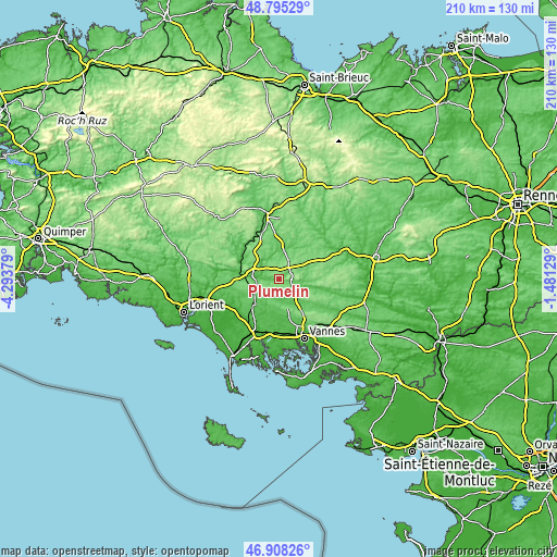 Topographic map of Plumelin