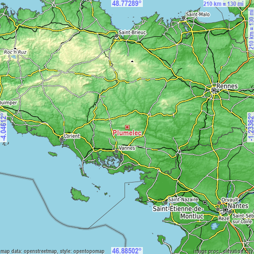 Topographic map of Plumelec