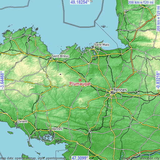 Topographic map of Plumaugat