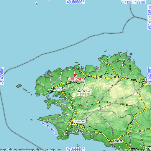 Topographic map of Plouvorn