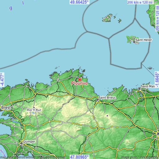 Topographic map of Plourivo