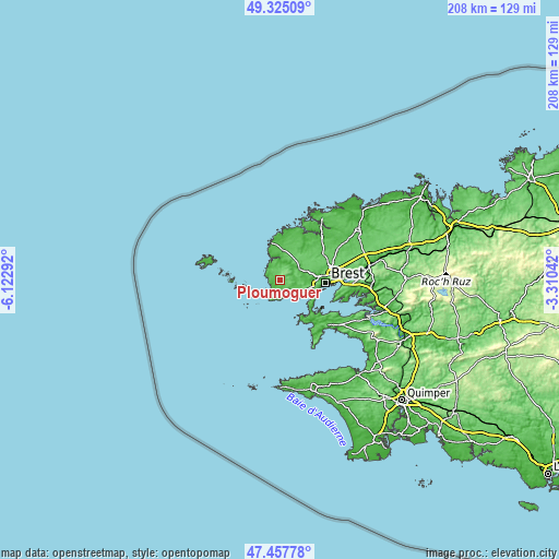 Topographic map of Ploumoguer