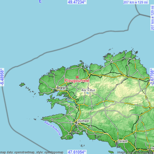 Topographic map of Plougourvest