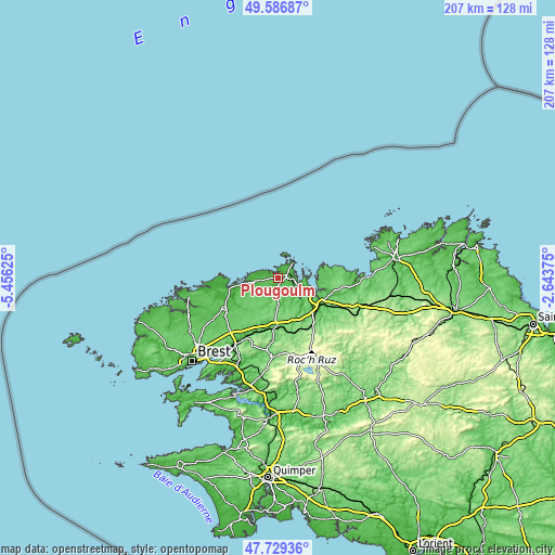 Topographic map of Plougoulm