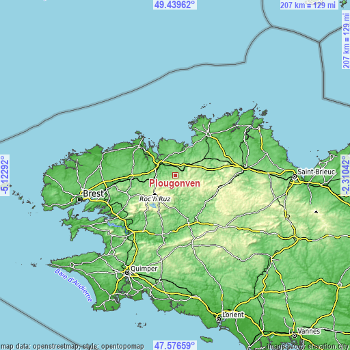 Topographic map of Plougonven