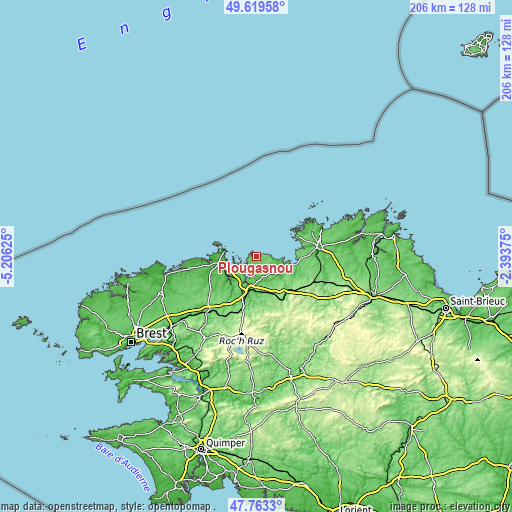 Topographic map of Plougasnou