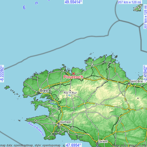 Topographic map of Plouezoc'h