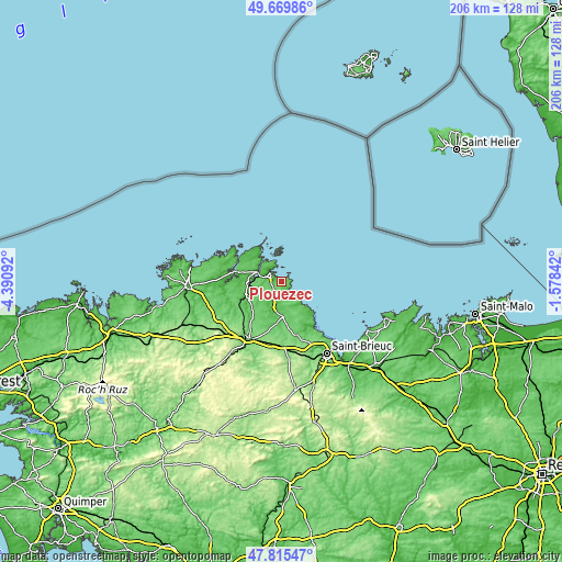 Topographic map of Plouézec