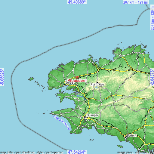 Topographic map of Plouédern