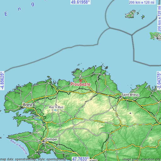 Topographic map of Ploubezre